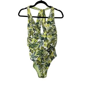 Adore Me Monroe Contour Palm Paradise Halter Neck One Piece Swimsuit Sz 0X NWT